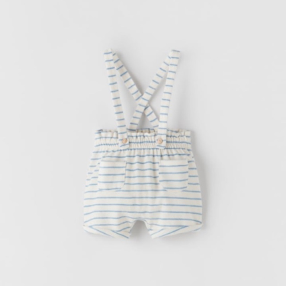 NWT Zara 6-9m shorts with suspenders stripes blue